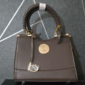 Chocolate Women's Top-Handle Handbag & Cross Body with Gold Accent